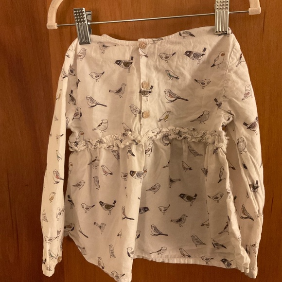 Zara Baby Girl Birds Shirt Sz 3-4 Years - Picture 5 of 9